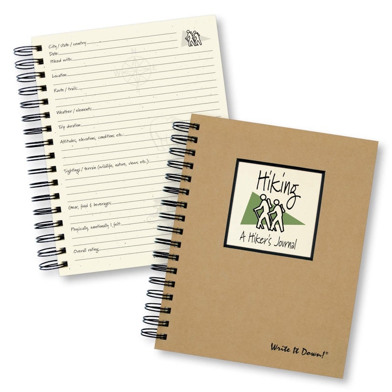 Write it Down series by Journals Unlimited, Guided Journal, Hiking, A Hiker's Journal, Full-size 7.5"x 9", Kraft Hard Cover, Made in USA - Image 1